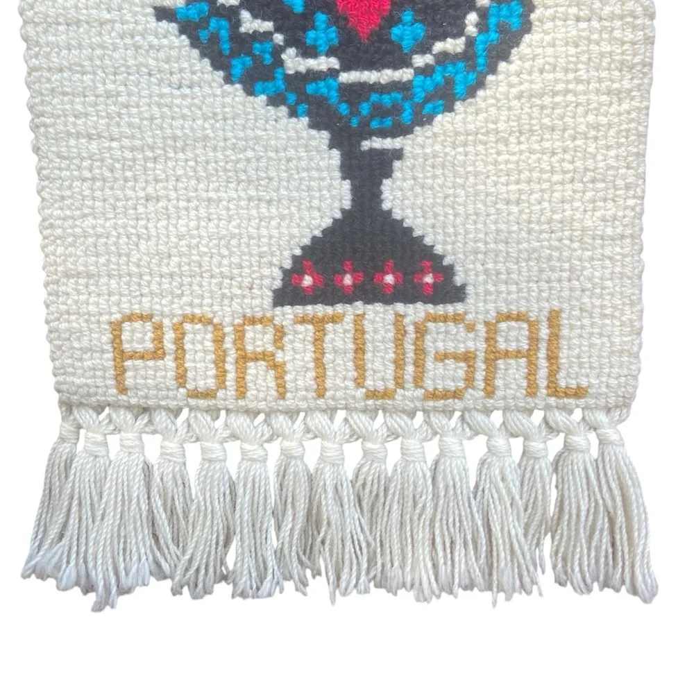 Vintage Portugal Rooster Textile Wall Hanging Folk Art